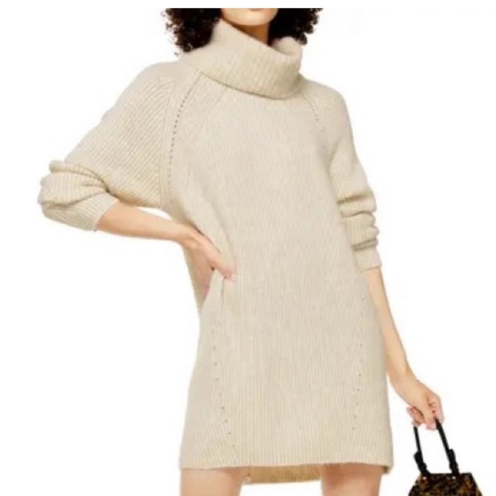 Topshop Cream Cowl Neck Sweaterdress